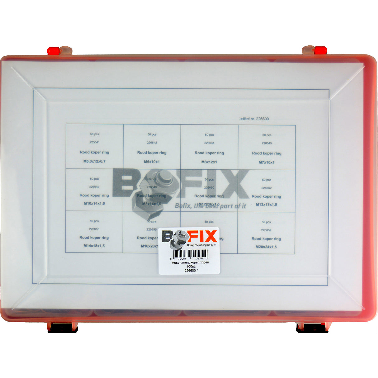 Bofix 226600 Box-Bereich 12-Kompartiment rote Kupferringe