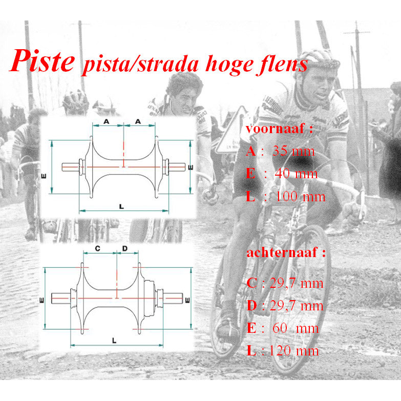 Miche naafset pista strada v+a 36g m hoge-flens flip flop zi.