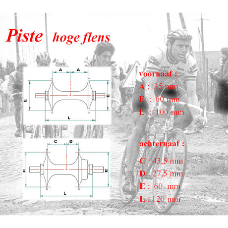 Miche Naafset Pista V + A 32G avec des flens élevés noirs