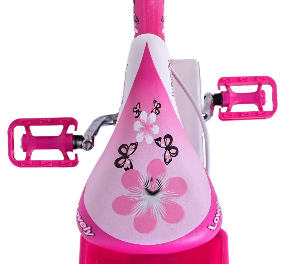 Volare Lovely Children's Bike Girls 14 Zoll rosa weiße zwei Handbremsen