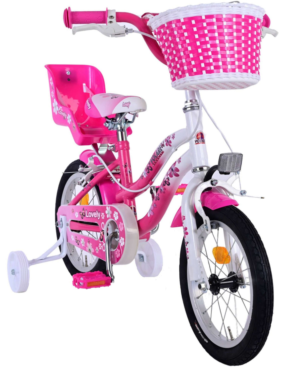 Volare Lovely Children's Bike Girls 14 Zoll rosa weiße zwei Handbremsen