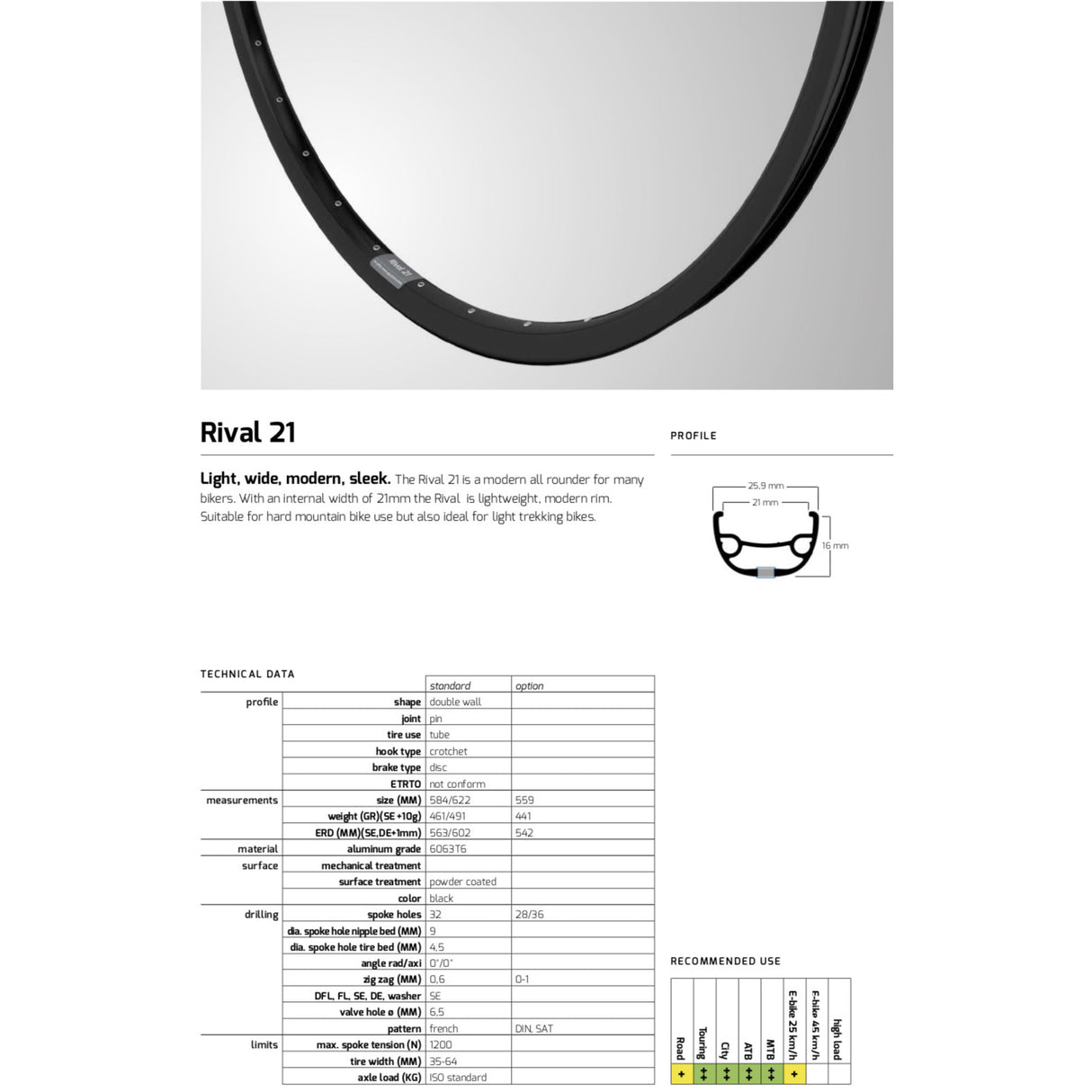 Rim tekmec 21 27,5 584 32G 14G disk alu črna