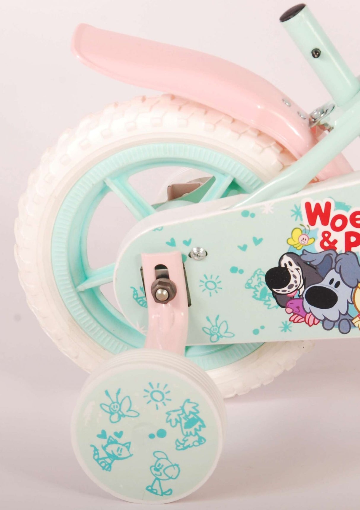 Woezel Pip Pip Children's Bike Girls 10 Zoll Minze Blau Pink Pink Pink