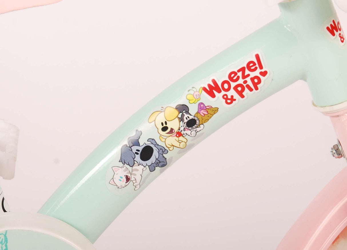 Woezel Pip Pip Children's Bike Girls 10 Zoll Minze Blau Pink Pink Pink