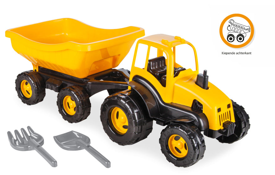 Pilsan-Traktor mit Anhänger gelb schwarzer 4-teiliger Anhänger