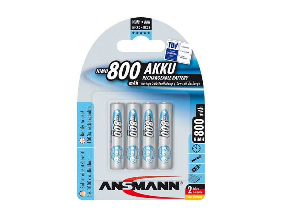 Baterie Ansmann Nimh Akumentalne Micro AAA 800 MAH 4 sztuki