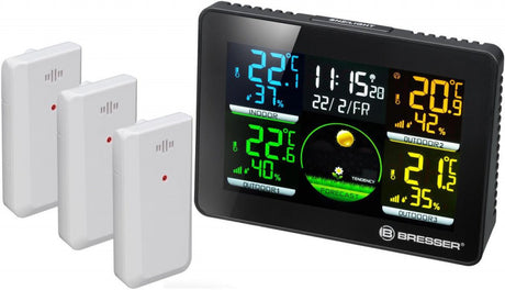Bresser Weather Station Thermo Hygro Quadro NLX 17 cm Schwarz 4-teilig