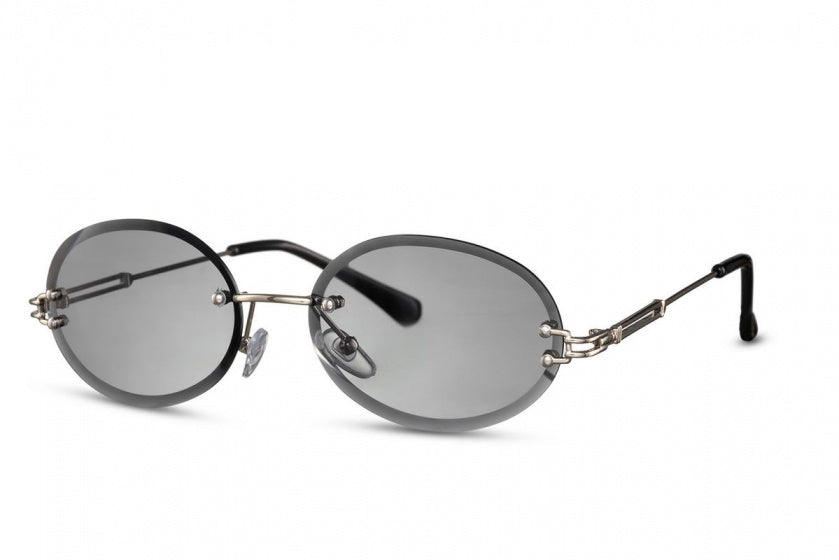 CWI Ladies Sonnenbrille Oval Randloos Katze. 3 Silbergrau