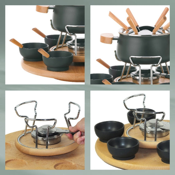 Kela Natura Fonduecarrororororoschen 39 x 32 cm Edelstahl 23-teilig Schwarz