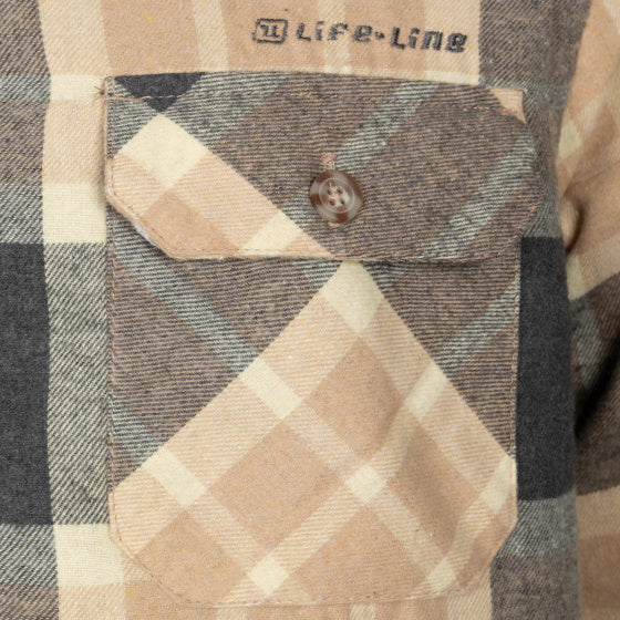 Lebenslinie Jervis gepolsterte Flanellhemd Männer beige Größe l