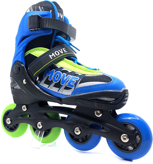 Move Inline Skates Fast Semi-Softboat Verstellbares blau Grün Größe 34-37
