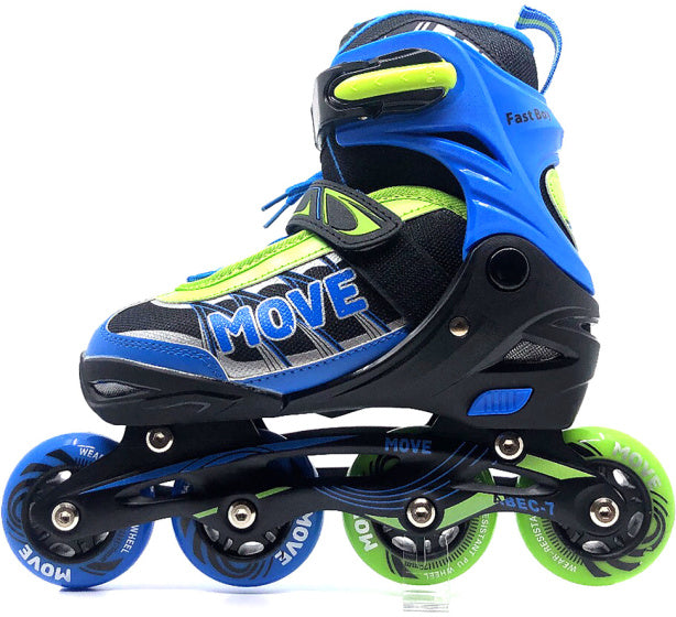 Move Inline Skates Fast Semi-Softboat Verstellbares blau Grün Größe 38-41