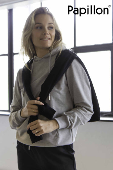 Papillon Sweat Hoody Baumwoll Damen graue Größe 3xl