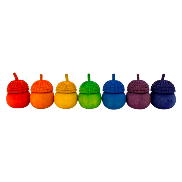 Papoose -Spielzeug Papoose Toys Mini Regenbogen Eichel -Töpfe 7pc