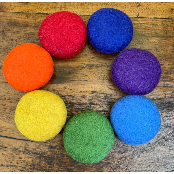 Papoose Toys Papoose Toys Rainbow 5cm Felt Balls 7 st