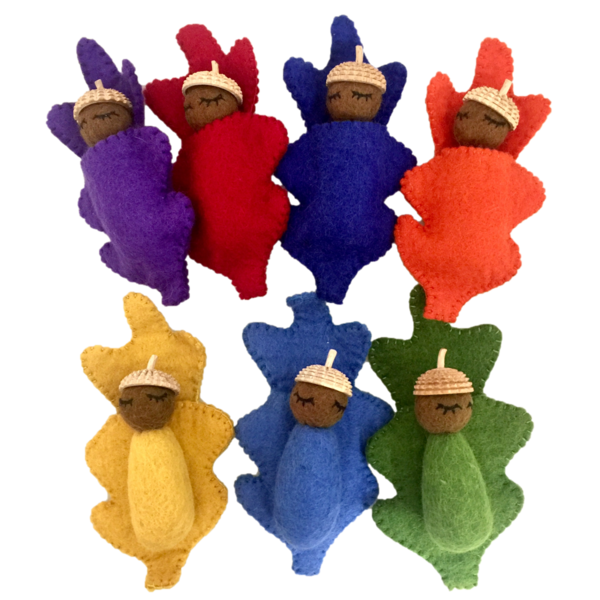 Papoose -Spielzeug Papoose -Spielzeug Regenbogen Eichelbabys 7pc