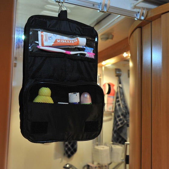 Proplus faltbarer Toilettenbag mit hängenden Haken 37,5 cm schwarz