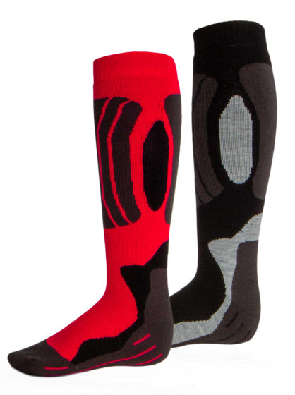 Rucanor Svindal Ski Socken 2-Pack Unisex Black Red Größe 39-42