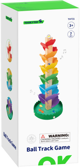 Toky Toy Pädagogische Holzmarmorturm mit Melodie 7-teilig
