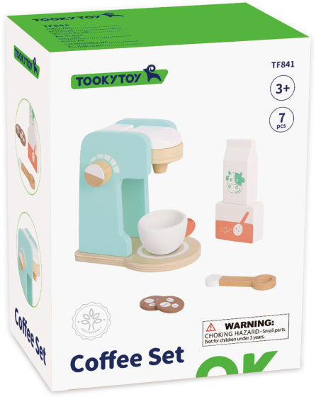 Toky Toy Holzkaffeemaschine mit Accessoires 7-teilig