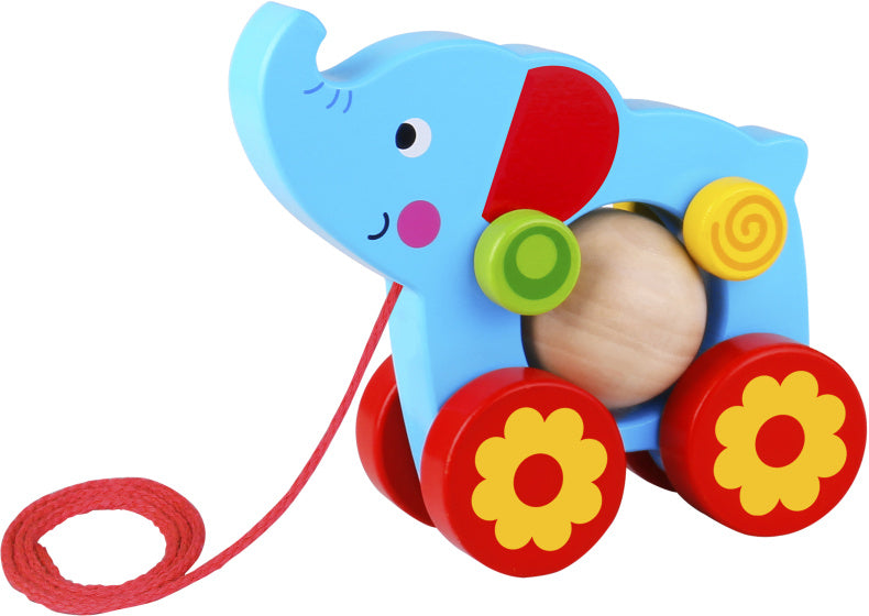 Toky Toy Elephant Holz Trek Abbildung 18 Monate blau rot