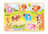 Toky Toy Pädagogische Holzform-Puzzle-Tiere 10-Stück