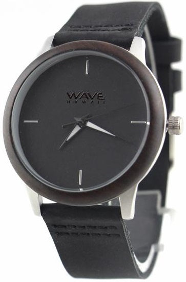 Wave Hawaii Watch Citizen Miyota Damen 4 cm Holz Leder schwarz