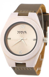 Wave Hawaii Watch Citizen Miyota Männer 4 cm Holz Leder weiß braun