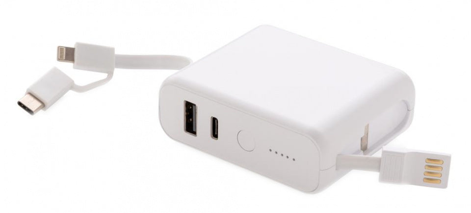 XD Collection Powerbank mit drahtlosen Ladegerät 7,2 cm weiß
